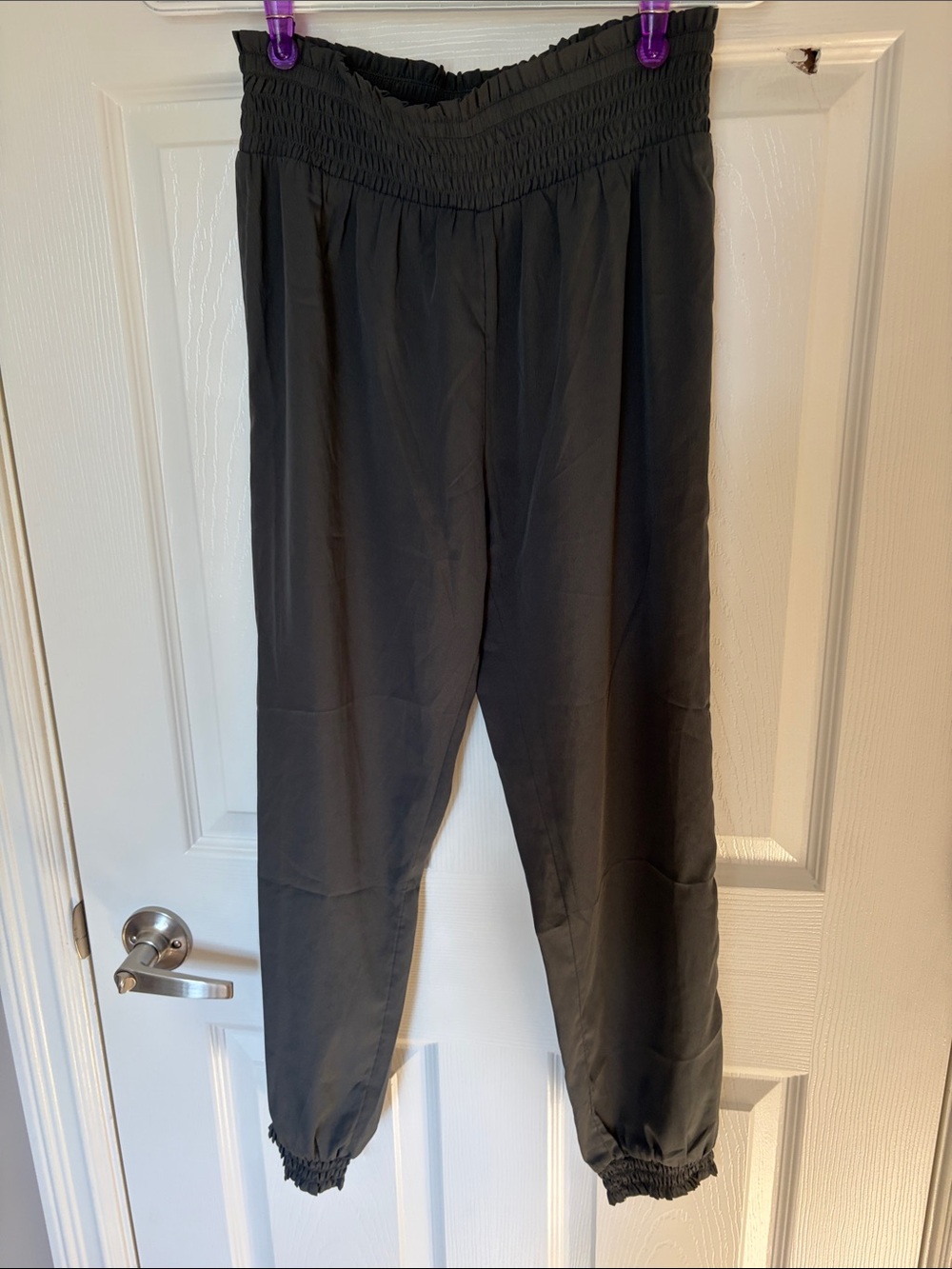 aerie Dark Grey Smocked-Waist Jogger Pants